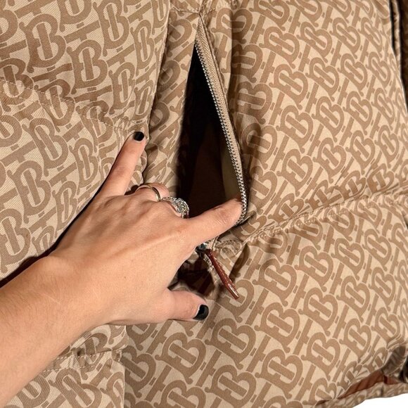 Burberry Beige Monogram Jacquard Down Puffer Coat - Picture 5 of 16